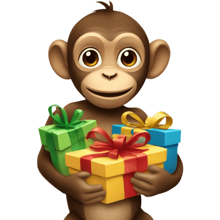 A monkey with gifts in her hands emoji