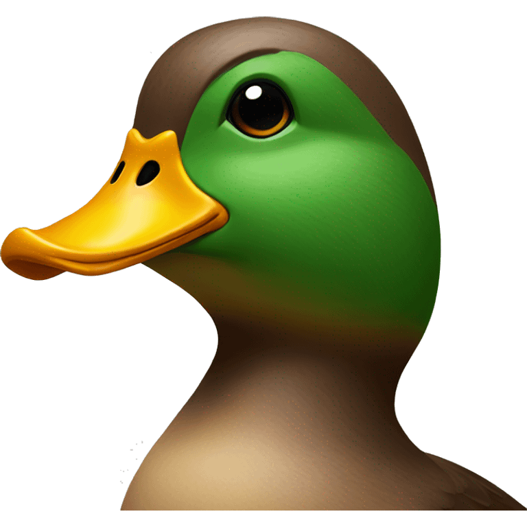 front facing brown and green duck head emoji