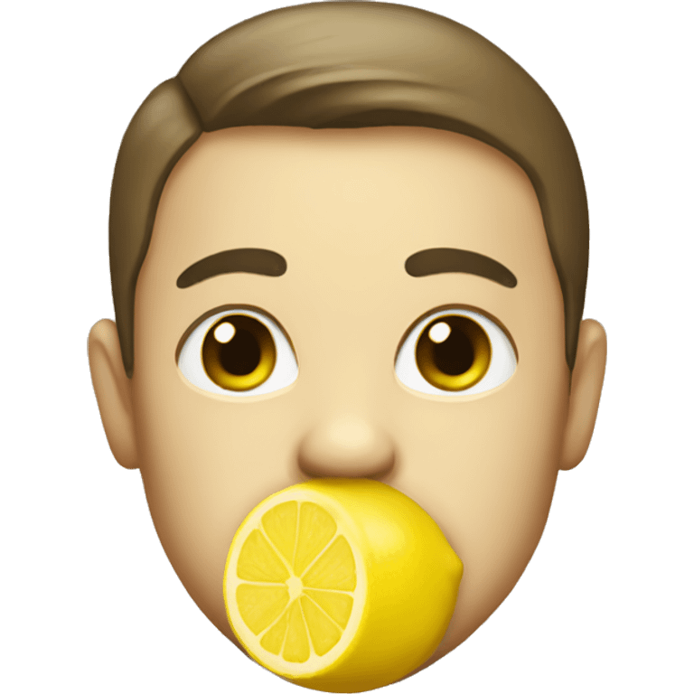 An emoji with a lemon in its mouth emoji