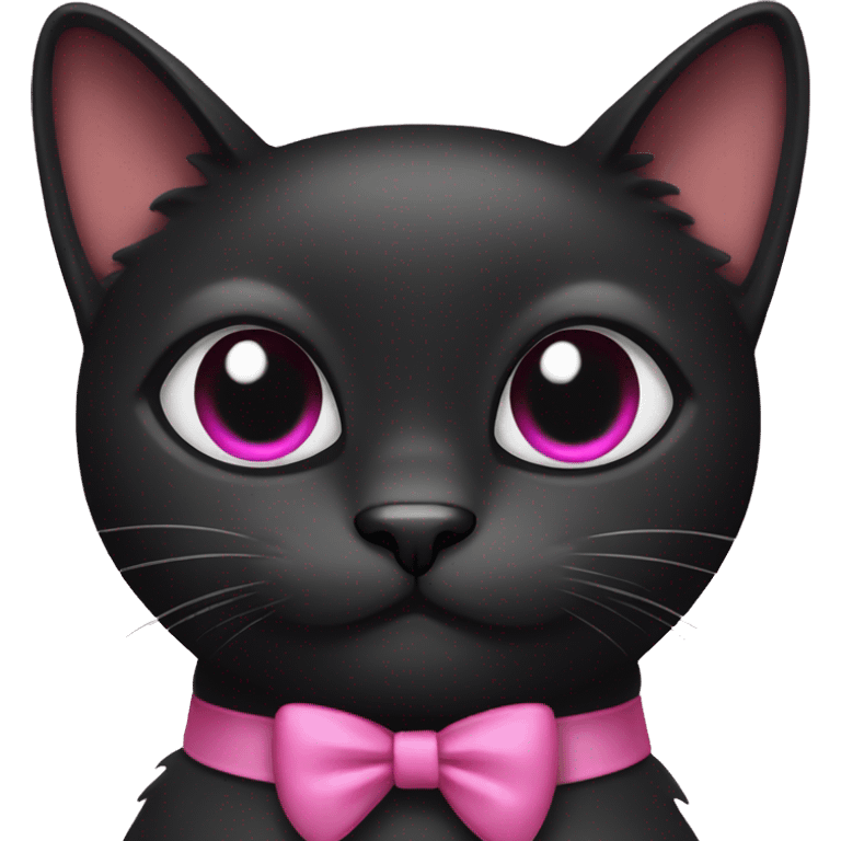 black cat with a pink bow emoji