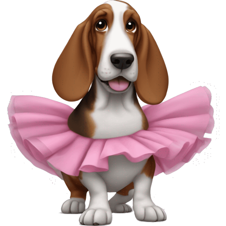 Basset hound in a tutu dancing emoji