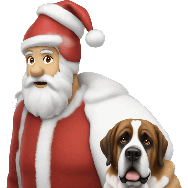 Santa and St. Bernard  emoji