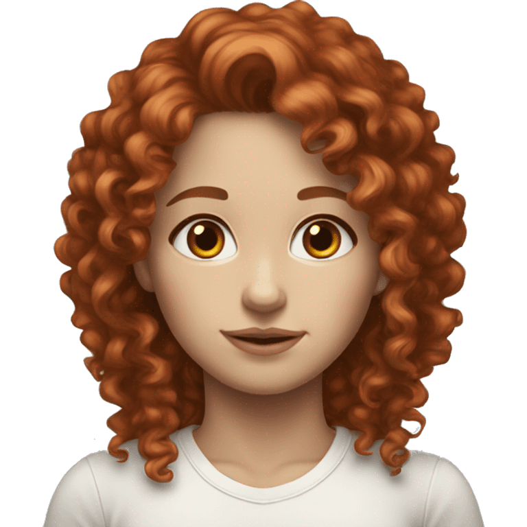 white skin red head brown eyes female curly hair skinny emoji