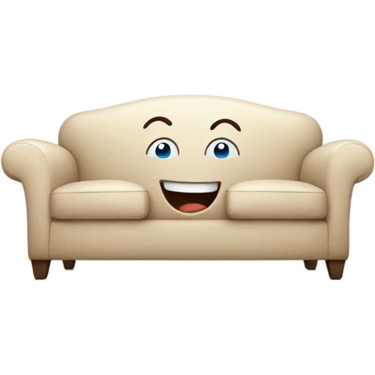 sofa with laughing face on it emoji