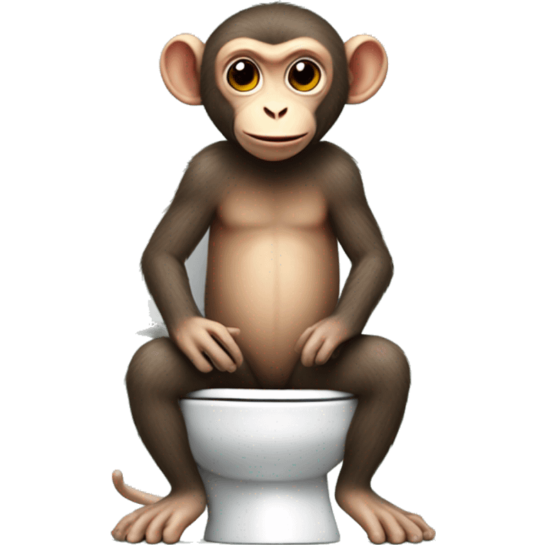 Monkey sitting on a toilet with a naked mole rat emoji