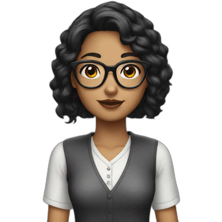 black haired girl in nerdy glasses emoji