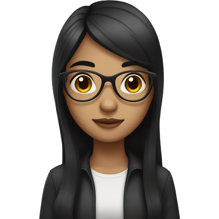 Girl with long black hair and glasses emoji