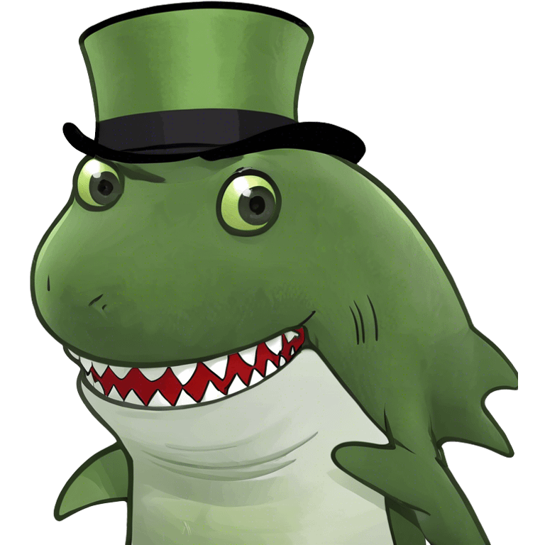 Shark with a top hat emoji