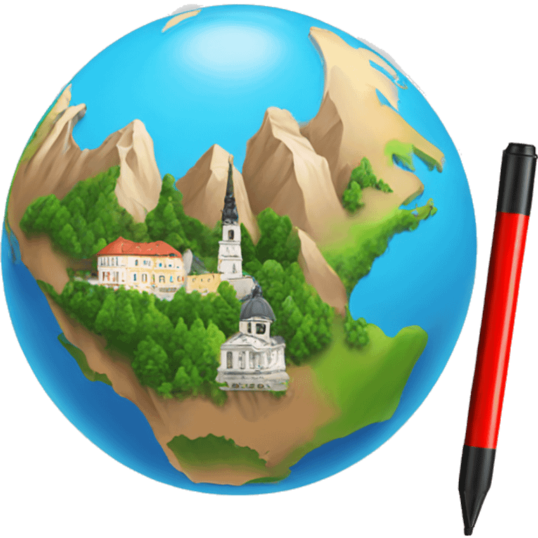 World with markers. Austria themed emoji