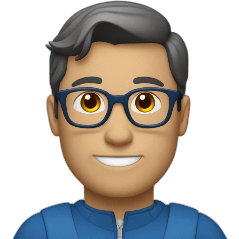 Clark Kent wearing a blue half zip using a laptop emoji