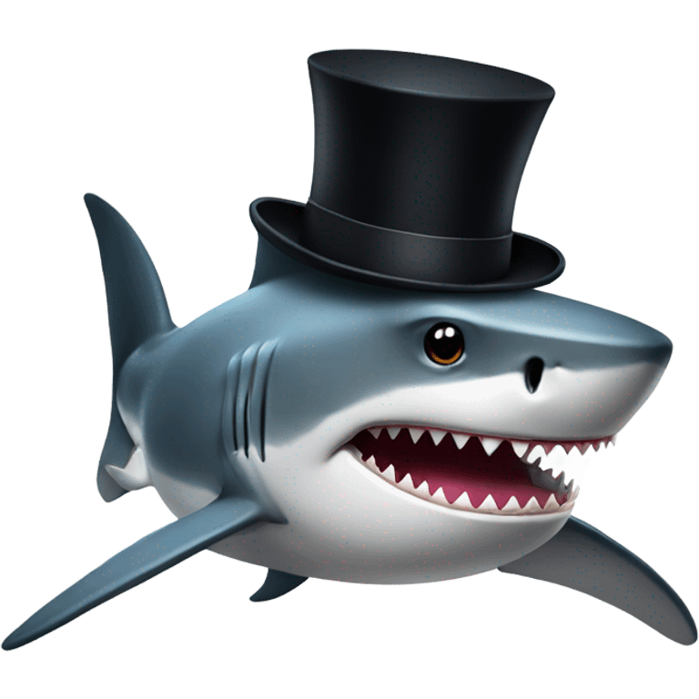 Shark with a top hat emoji