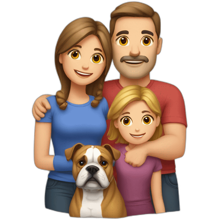 Family-with-father-mother-2 daughters-and-bulldog-France-dog emoji