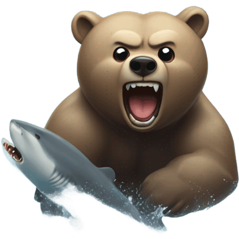 Bear chasing a shark emoji