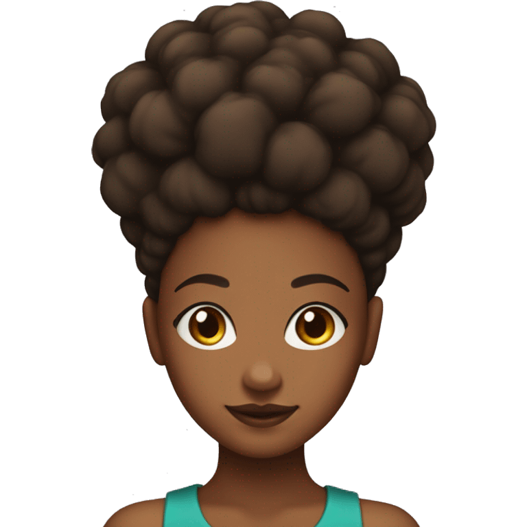 Brown skin girl with an Afro puff on top of her head emoji