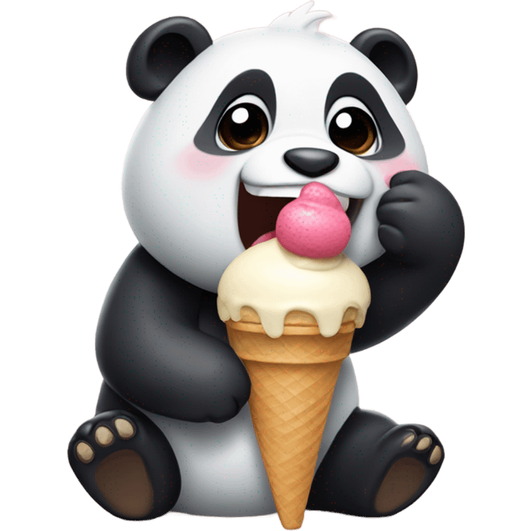 Panda eating ice cream emoji