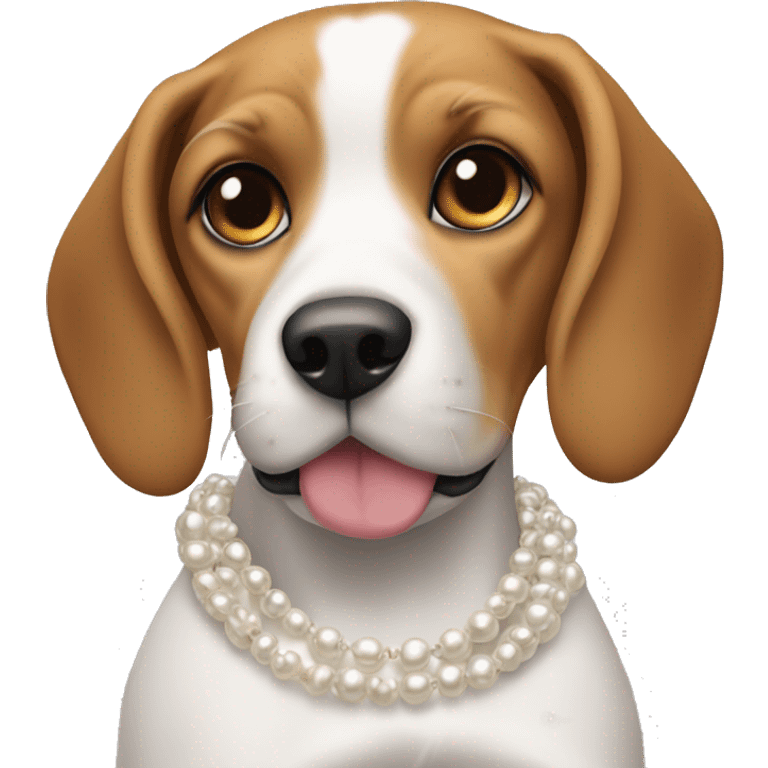 Beagle girl with a chanel pearl necklace emoji