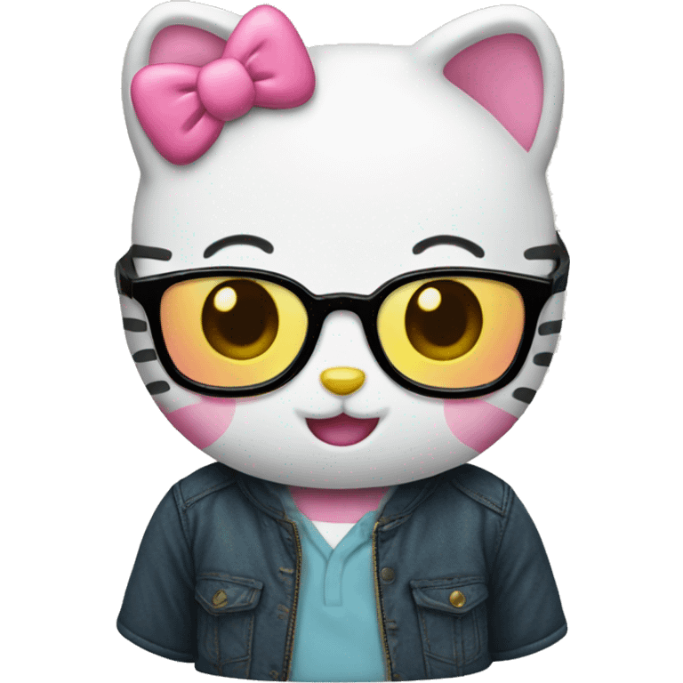 Hello kitty with glasses  emoji