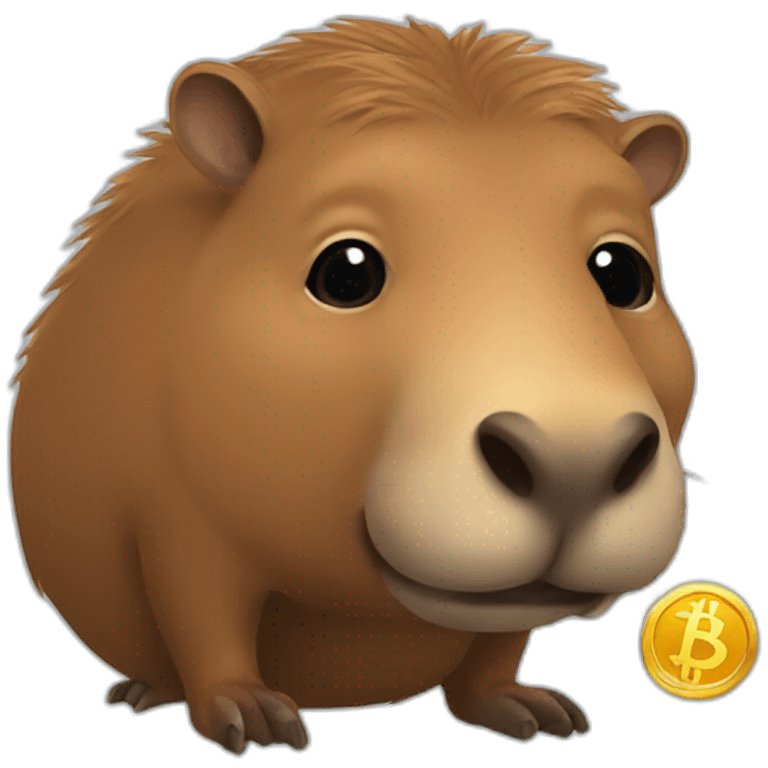 capibara with a bitcoin coin emoji