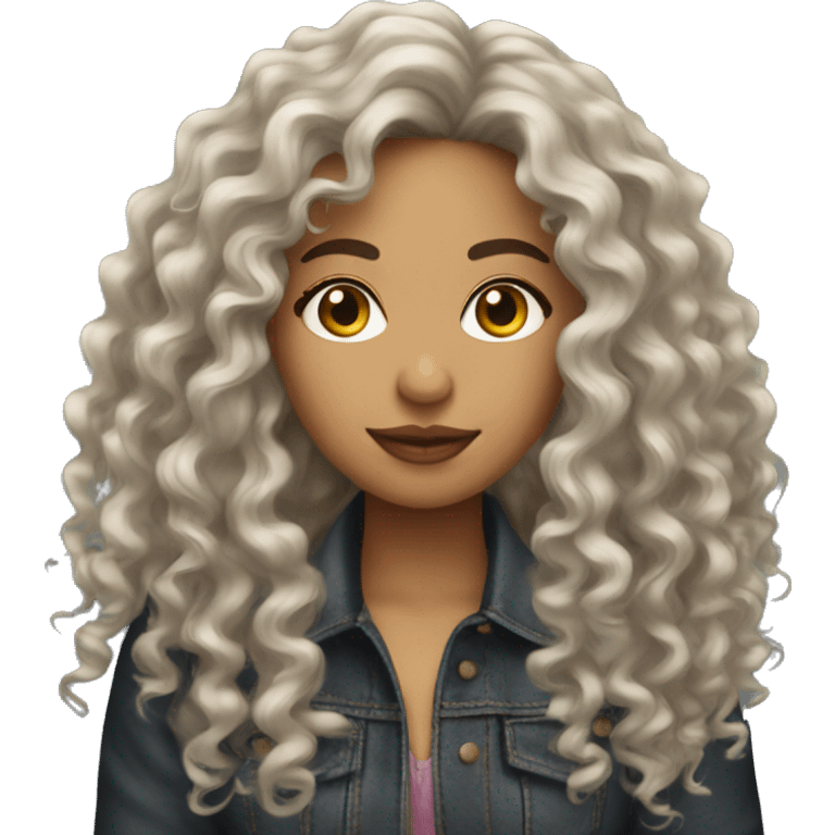 Latina photographer long curly hair emoji