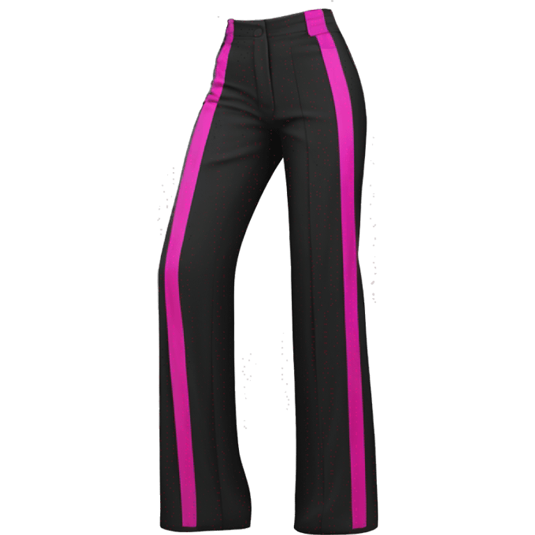 Realistic isolated side view of a pair of black high waist wide leg pants with hot pink pinstripes on them. emoji