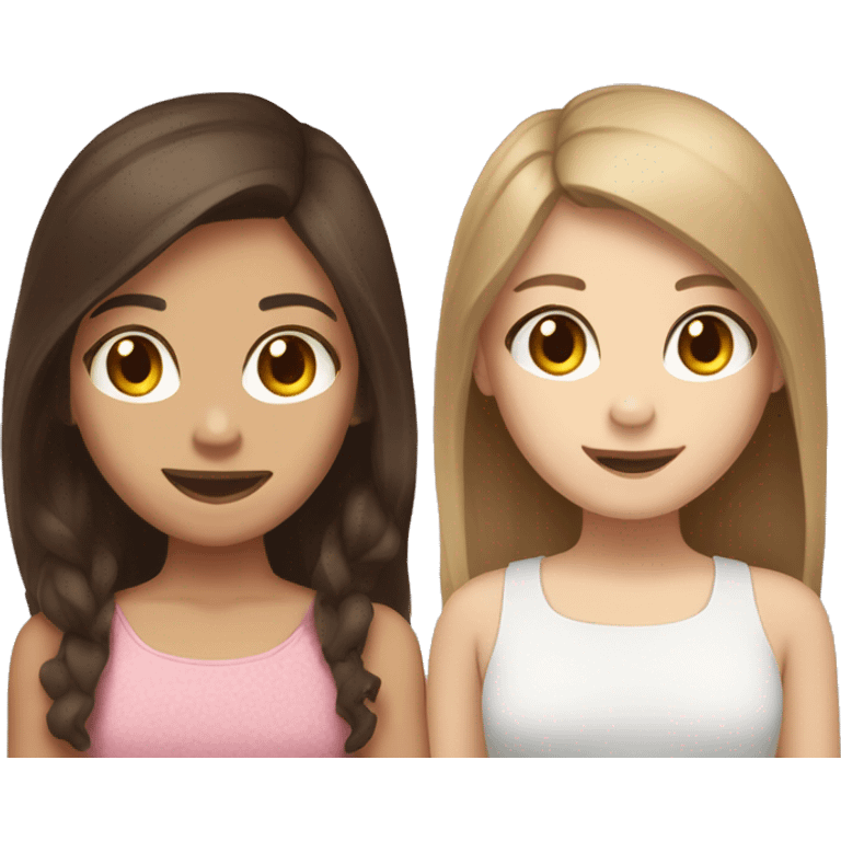 two girls one with dark brown hair one with light brown hair both white skin sleepover  emoji