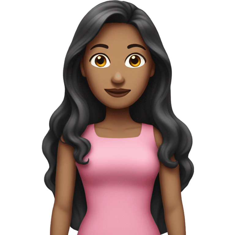 White Woman with long dark hair pink dress emoji