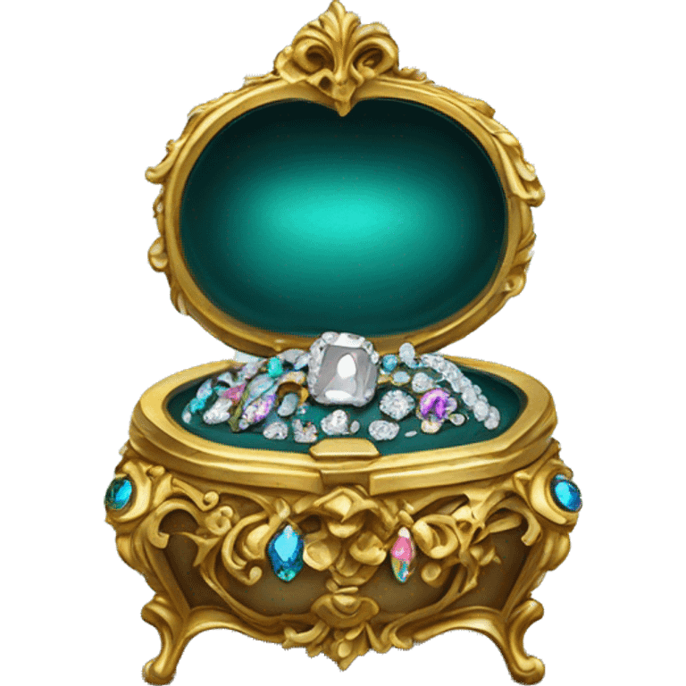 rococo style jewelry box filled with jewels and diamonds emoji