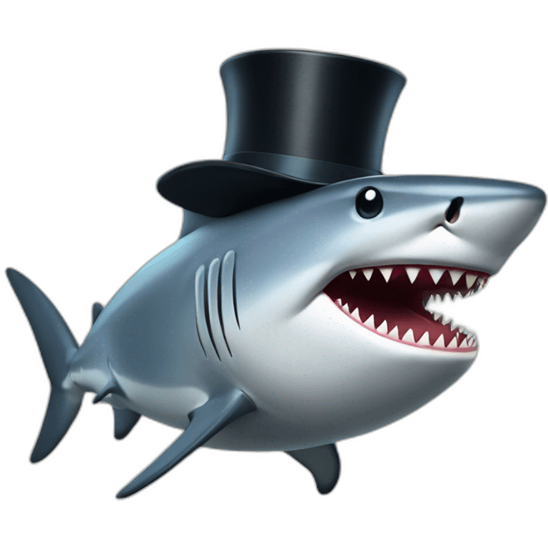 Shark with a top hat emoji