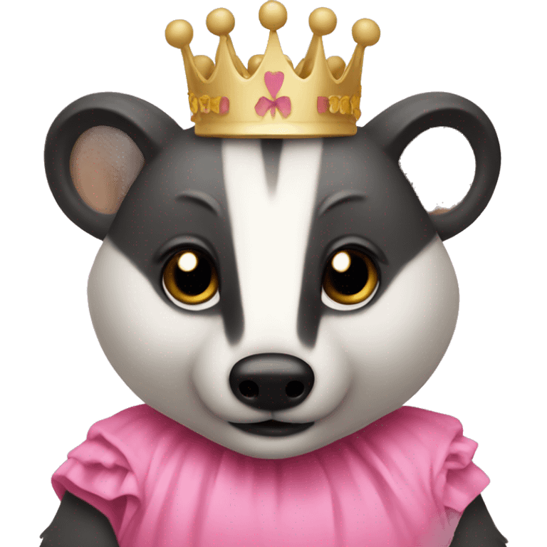 badger with crown and pink dress emoji