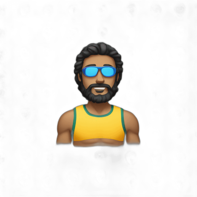 Swimmer googles muscles black hair and beard emoji