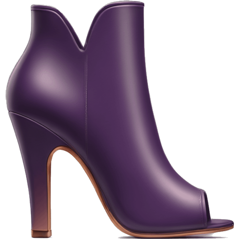 Realistic Isolated pair of dark purple to light purple with rose gold front facing peep toe ankle bootie boots.  emoji