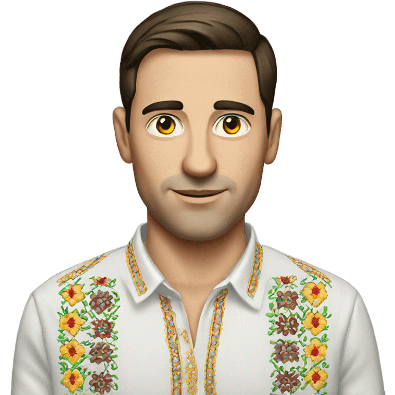 A brunette man in a Ukrainian embroidered shirt emoji