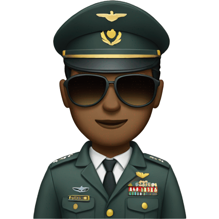 Military pilot with dark hair and sunglasses emoji