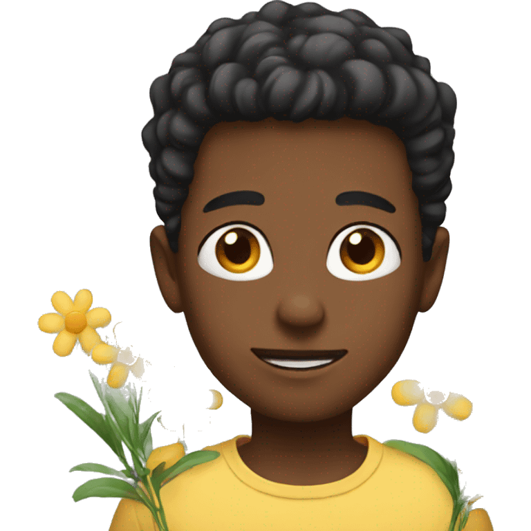 Boy with flowers  emoji