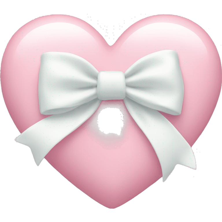 Pastel pink heart with white bow emoji