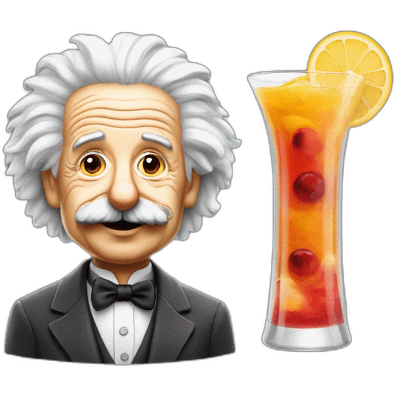 Einstein buvant un cocktail sur la plage emoji