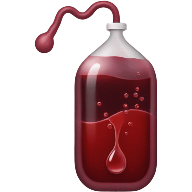 infusion bag with dark red liquid which flows out  emoji