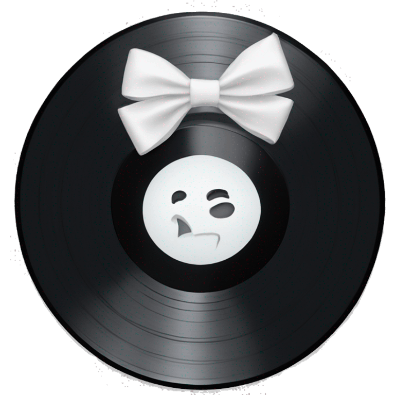 vinyl record with white bow emoji