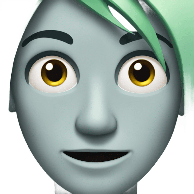 White guy with green hair and shark teeth and all black eye contacts  emoji