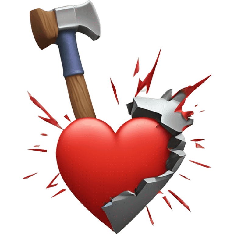 heart being shattered by a hammer emoji