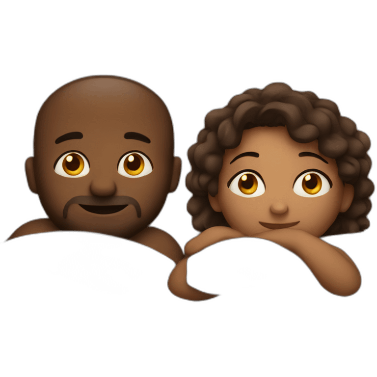 Woman and man cuddling in bed emoji