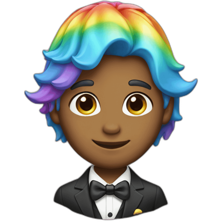 Posh-boy-with-suit-and-rainbow-unicorn-hat emoji