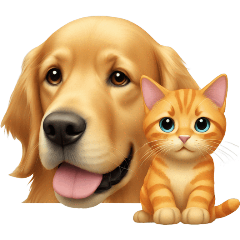 Golden retriever with a orange cat  emoji