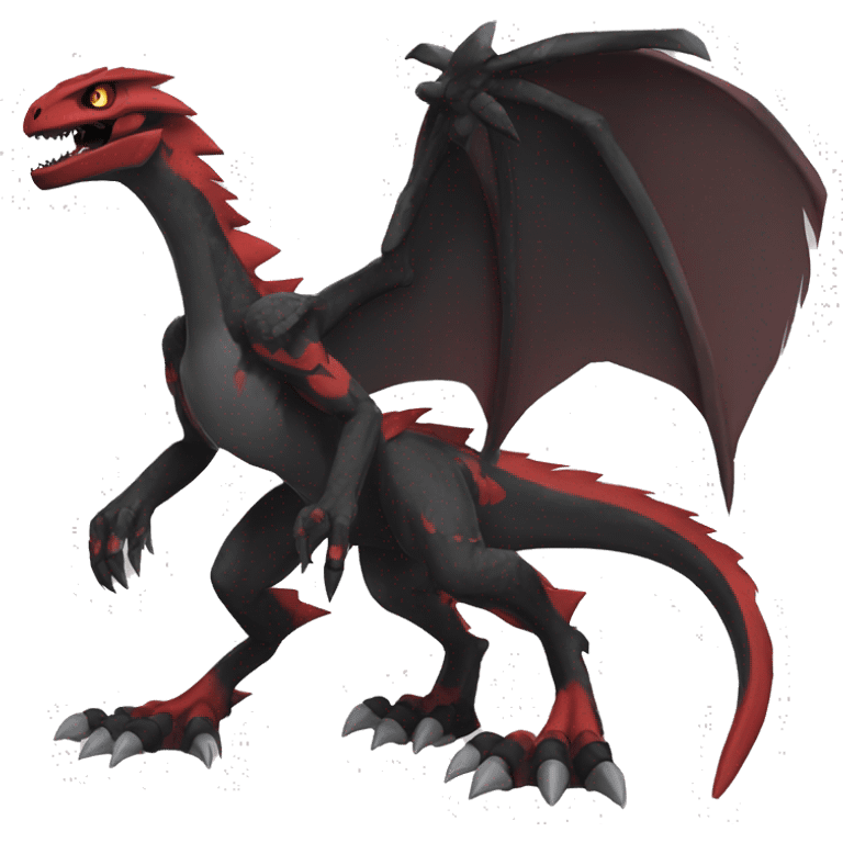  Cool Edgy Black Red Digimon-Fakemon-Guilmon-Velociraptor-Dragon full body emoji