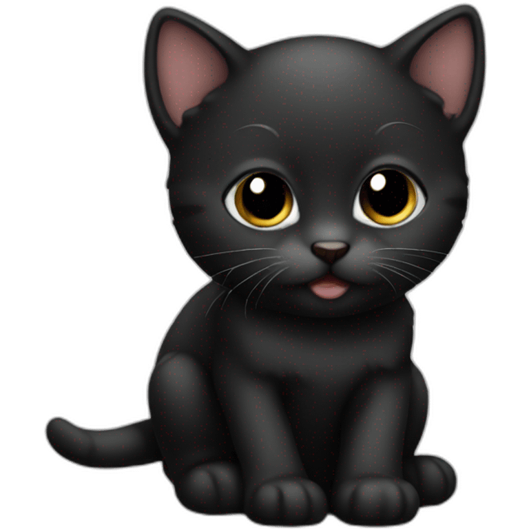 Black cute baby cat emoji