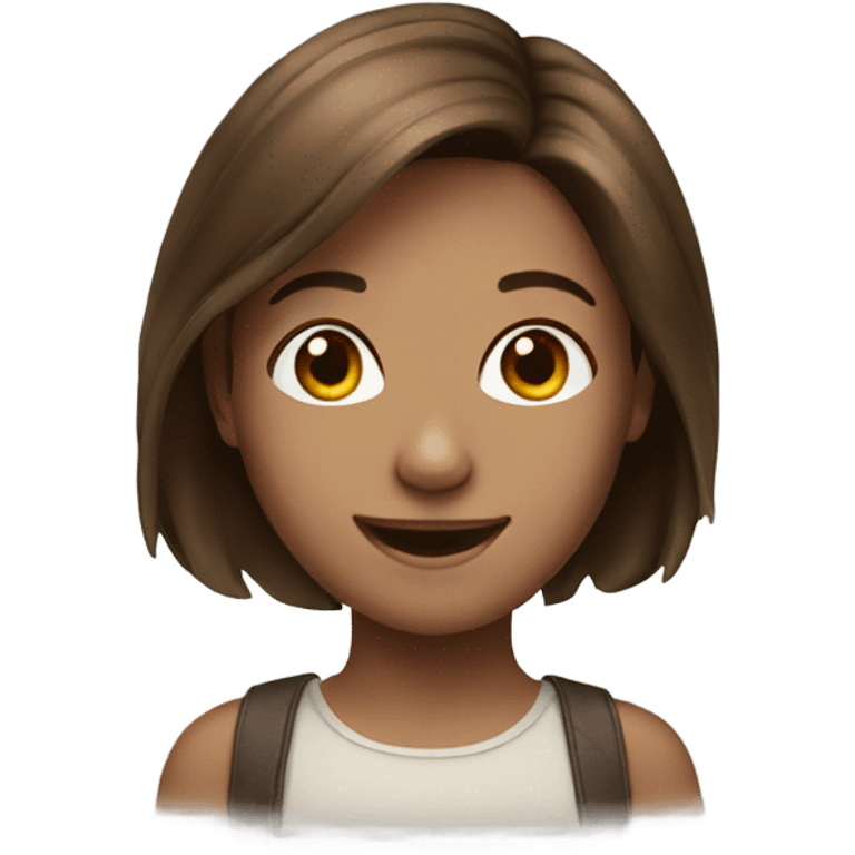 smiling girl with brown hair emoji