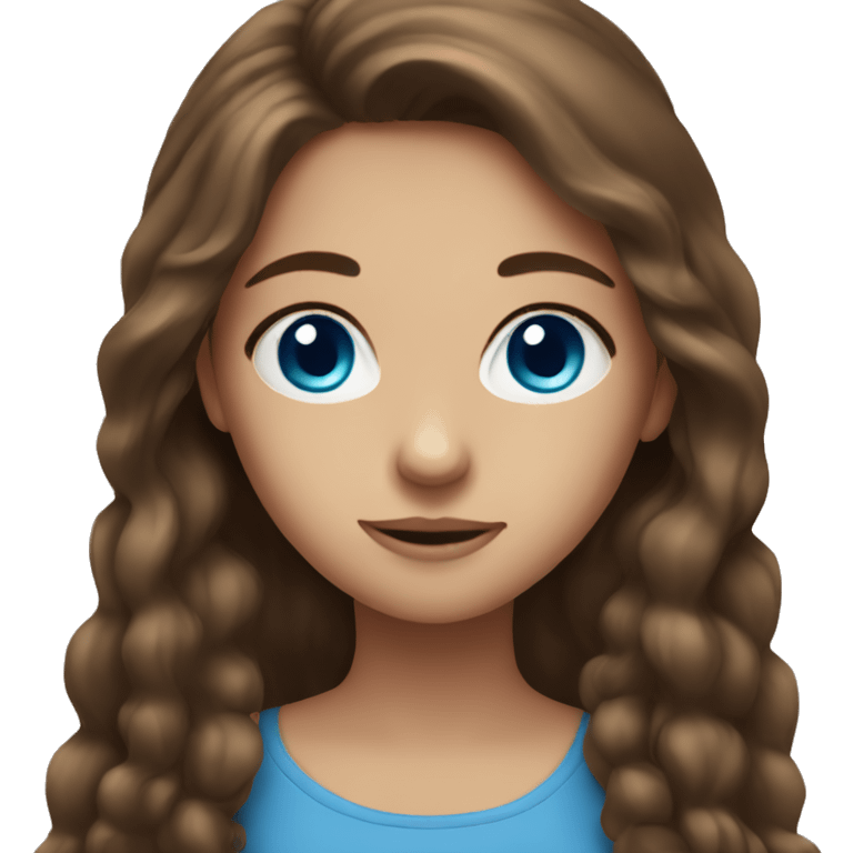 girl with long brown hair, blue eyes emoji