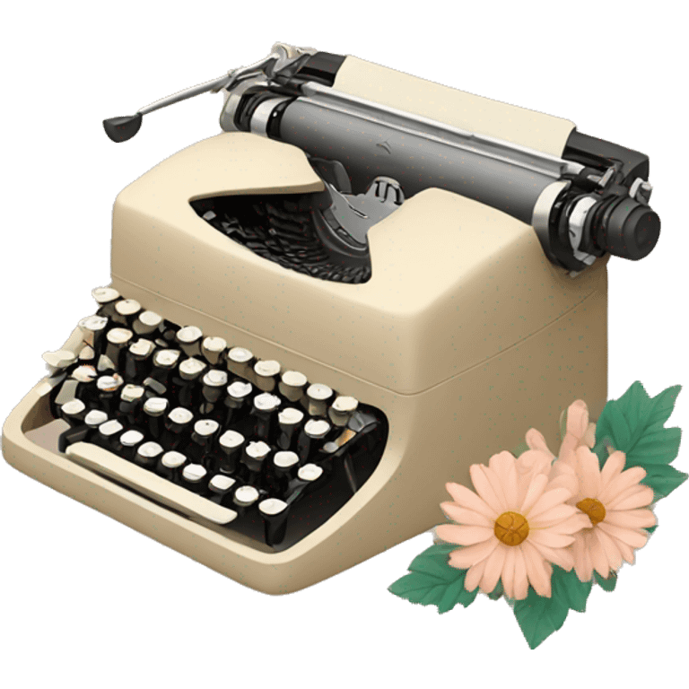 beige typewriter and flowers emoji