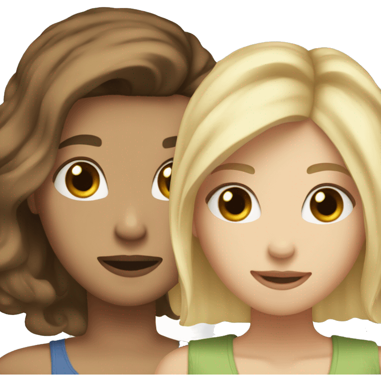 Two bestfriend with short hair one brown hair and one blond hair emoji