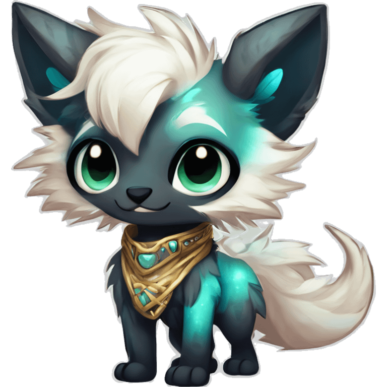 Cool cute Kawaii edgy fantasy shiny animal  fursona Fionbri vernid by griffsnuff & LiLaiRa & Falvie full body emoji